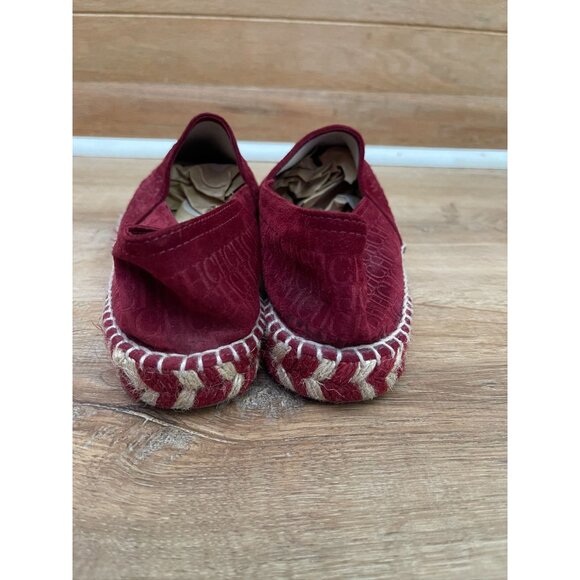 EUC Carolina Herrera Burgundy Suede Monogram Espadrilles Sneaker - Picture 3 of 8